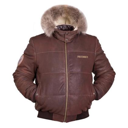 Кожаный винтажный пуховик  Cherokee
